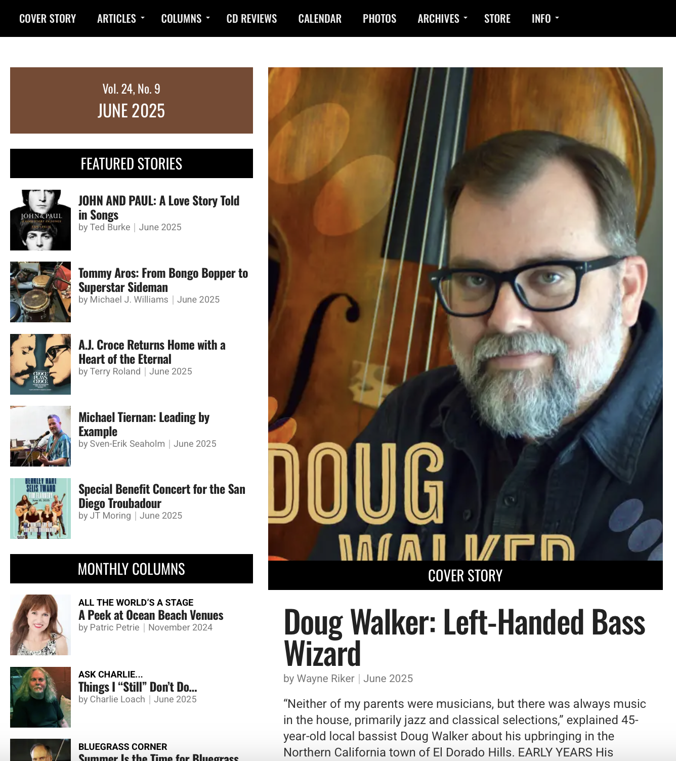 San Diego Troubadour: Cover Story